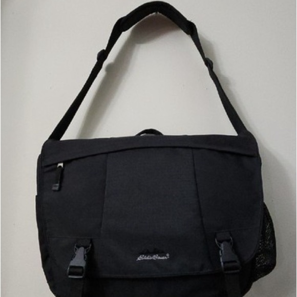 Eddie Bauer Black Messenger Bag With Adjustable Strap and  Minimalist Design - Picture 1 of 12